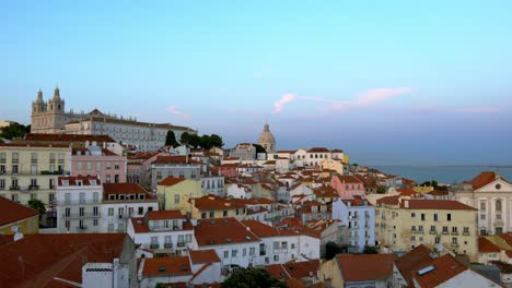 Lisbon,-Portugal,-gorgeous-view-over-the-old-district-during-late-afternoon
