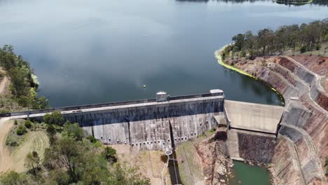 Aerial-view-of-a-dam-wall-in-Australia