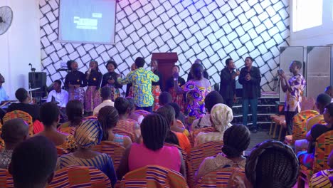 African-choir-orchestra-performing-in-a-rustic-church-in-Ghana