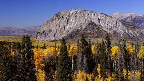 Herbstfarben-Fliegen-Knapp-über-Der-Baumgrenze-Und-Blicken-Auf-Den-Marcellina-Mountain-In-Colorado