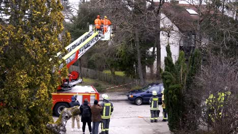 Emergency-Fire-Department-Action:-Cutting-Down-Trees-to-Secure-Residential-Buildings-Against-Severe-Storm-Winds-and-Potential-Hazards-in-Munich,-Germany