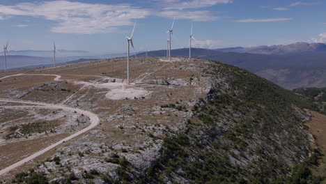 Aerial-View-of-Wind-Turbines-farm-on-a-cliff