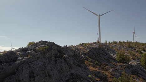 Aerial-View-of-Wind-Turbines-farm-standing-still