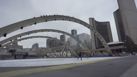 People-Ice-Skating-At-Nathan-Phillips-Square-In-Toronto