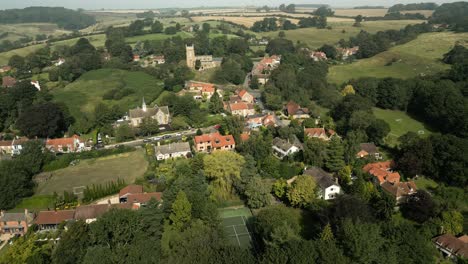 English-Village-Lincolnshire-Wolds-Tealby-Aerial-View-Summer
