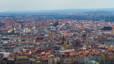 Old-town-Prague-aerial-view,-Czech-Republic