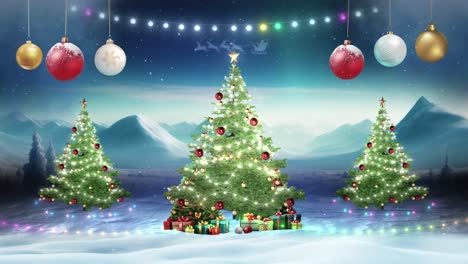 árboles-De-Navidad-En-Fondo-Nevado-Bucle-Infinito