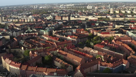 Aerial-view-of-neighborhood-in-Stockholm,-Sweden