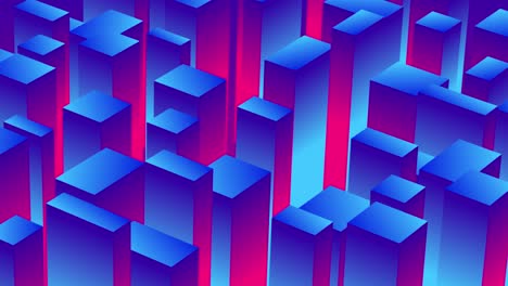 3D-animation-cubes-motion-graphics-movement-wiggle-shapes-retro-gradient-colour-visual-effect-background-up-down-4K-pink-blue