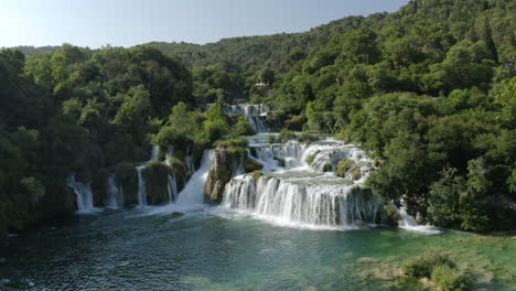 Aerial-view-of-waterfall-Skradinski-Buk-in-Krka-National-Park,-Croatia