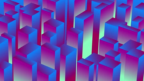 3D-animation-cubes-motion-graphics-movement-wiggle-shapes-retro-gradient-colour-visual-effect-background-up-down-4K-blue-red-maroon