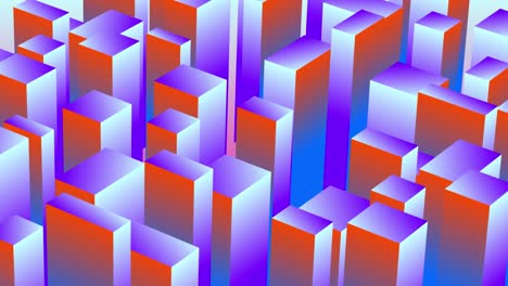 3D-animation-cubes-motion-graphics-movement-wiggle-shapes-retro-gradient-colour-visual-effect-background-up-down-4K-orange-purple