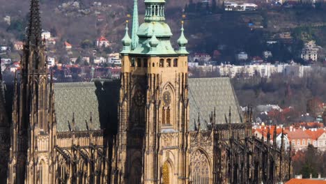 Detail-of-Saint-Vitus-Cathedral-in-Prague,-Czech-Republic