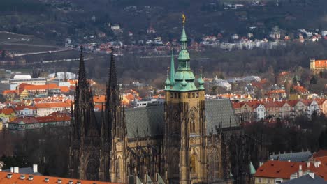 Closeup-of-Saint-Vitus-Cathedral-in-Prague,-Czech-Republic