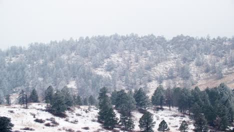 Tranquilo-Paisaje-Montañoso-Nevado,-Colinas-En-El-Norte-De-Colorado,-Meses-De-Invierno