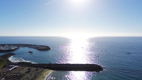 Sunset-view-over-water-aerial-from-Canary-Islands-in-Tenerife