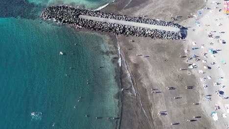 Tenerife-beach-Canary-Island,-Fanabe-Beach-by-drone-aerial-view