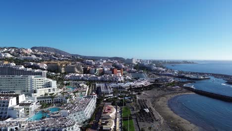 Aerial-high-end-expensive-hotel-in-Tenerife-Canary-Island-near-Colon-Port