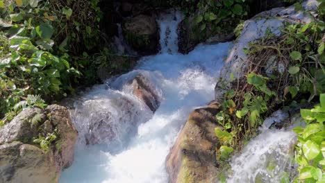 Water-flowing-at-Villa-Miriam-natural-waterfalls,-San-Rafael-,-province-of-Barahona-in-Dominican-Republic