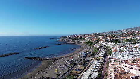 Aerial-Fanabe-Beach,-holiday-destination-in-Costa-Adeje,-Canary-Island-Spain