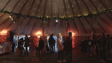 Tent-during-the-Christmas-season-in-the-castle-area-in-Dublin,-Ireland