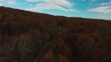 Autumn-Woods-Nature-Background-In-Arkansas,-USA---Aerial-Drone-Shot