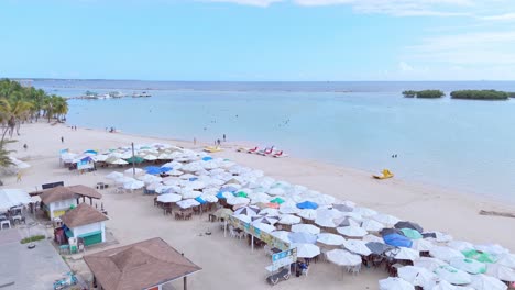 Drone-establisher-tropical-sand-beach-Boca-Chica,-exotic-travel-destination