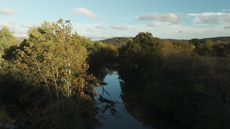 Wetland-In-The-Forest,-Combs-Park,-Arkansas,-USA---Aerial-Drone-Shot