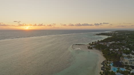 Aerial-drone-view-of-tropical-beach-at-sunrise
