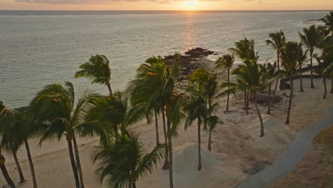 Aerial-drone-view-of-sunrise-at-the-beach