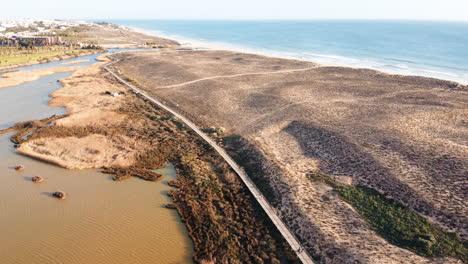 Aerial-over-the-coastal-desolate-landscape-in-Portugal