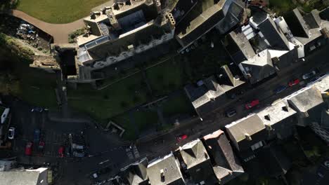 Hay-on-Wye-Stadt,-Vogelperspektive,-Vereinigtes-Königreich,-Luftaufnahme-Der-Burg-Von-Oben