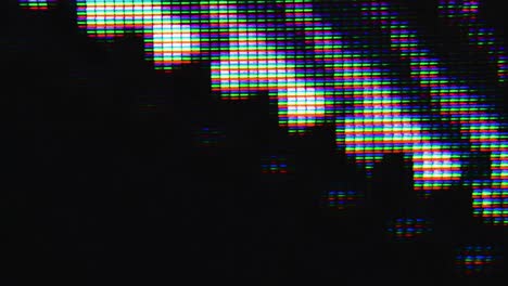 Abstract-image-emerging-in-close-up-of-glitching-old-TV-screen,-glitch-art,-pixel-distortion