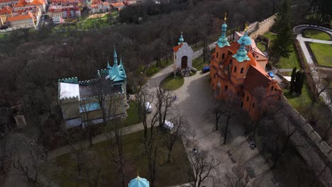 Church-of-Saint-Lawrence-and-the-Hunger-Wall-as-seen-from-the-Petřín-Lookout-Tower