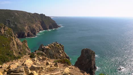 Cabo-da-Roca,-Portugal,-the-meeting-point-of-the-westernmost-edge-of-continental-Europe-and-the-Atlantic-Ocean