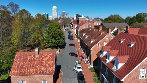 Historic-Salem-streets-with-Winston-Salem-skyline-in-distance-on-autumn-day
