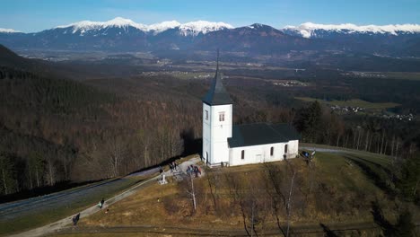 Picturesque-Mountain-Chapel-in-Julian-Alps-near-Jamnik,-Slovenia