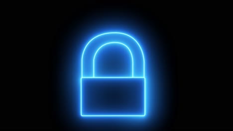 Glowing-Neon-Lock-Icon-Isolated-on-Black-Background