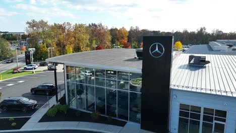 Mercedes-Benz-dealership-in-USA-during-autumn