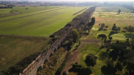 Beautiful-Aerial-Drone-View-Above-Claudio-Aqueduct-in-Rome,-Italy