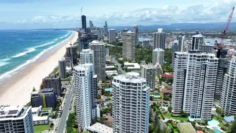 Surfers-Paradise,-Gold-Coast,-Queensland-Australia,-Amazing-drone-views-from-above-of-the-bustling,-beautiful-coastal-city