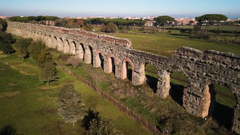 Claudio-Aqueduct,-Rome,-Italy---Cinematic-Establishing-Drone-Shot