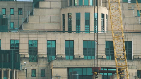 Close-Up-Shot-Windows-of-head-of-Secret-Intelligence-Service-MI6-Room-and-the-agents-room-windows-below-in-London