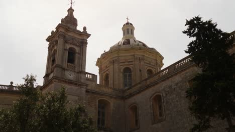 Close-Up-View-Of-The-Towers-Of-Saint-Paul's-Church-In-Rabat