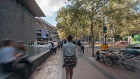 Moving-Timelapse-past-the-Arts-Centre-in-Melbourne-Australia