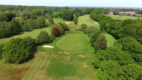 Aerial-Crane-Shot-over-English-Golf-Course-in-Kent