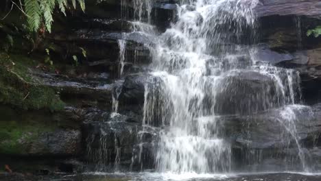 photographer-at-slow-motion-waterfall-at-Somersby-falls,-Sydney,-NSW,-Australia
