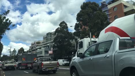 Slow-motion-traffic-jam-in-Sydney-Australia-with-cement-mixer