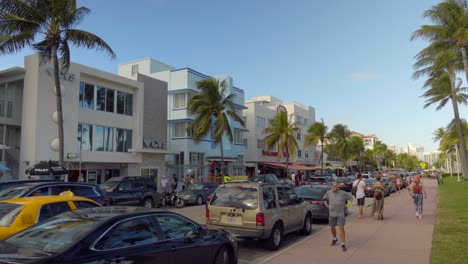 Scarface-Standort,-South-Beach,-Miami,-Art-Deco-Altstadt,-Ocean-Boulevard,-Straße,-Aktivität-Am-Nachmittag