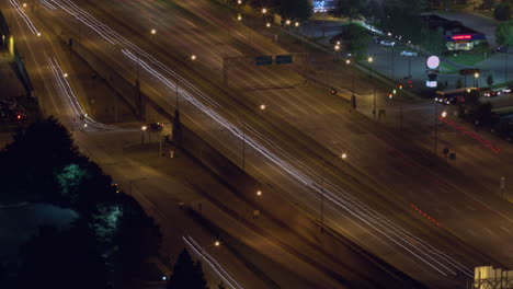 Time-lapse-of-Grand-Rapids,-Michigan-freeway-at-night-from-a-high-angle